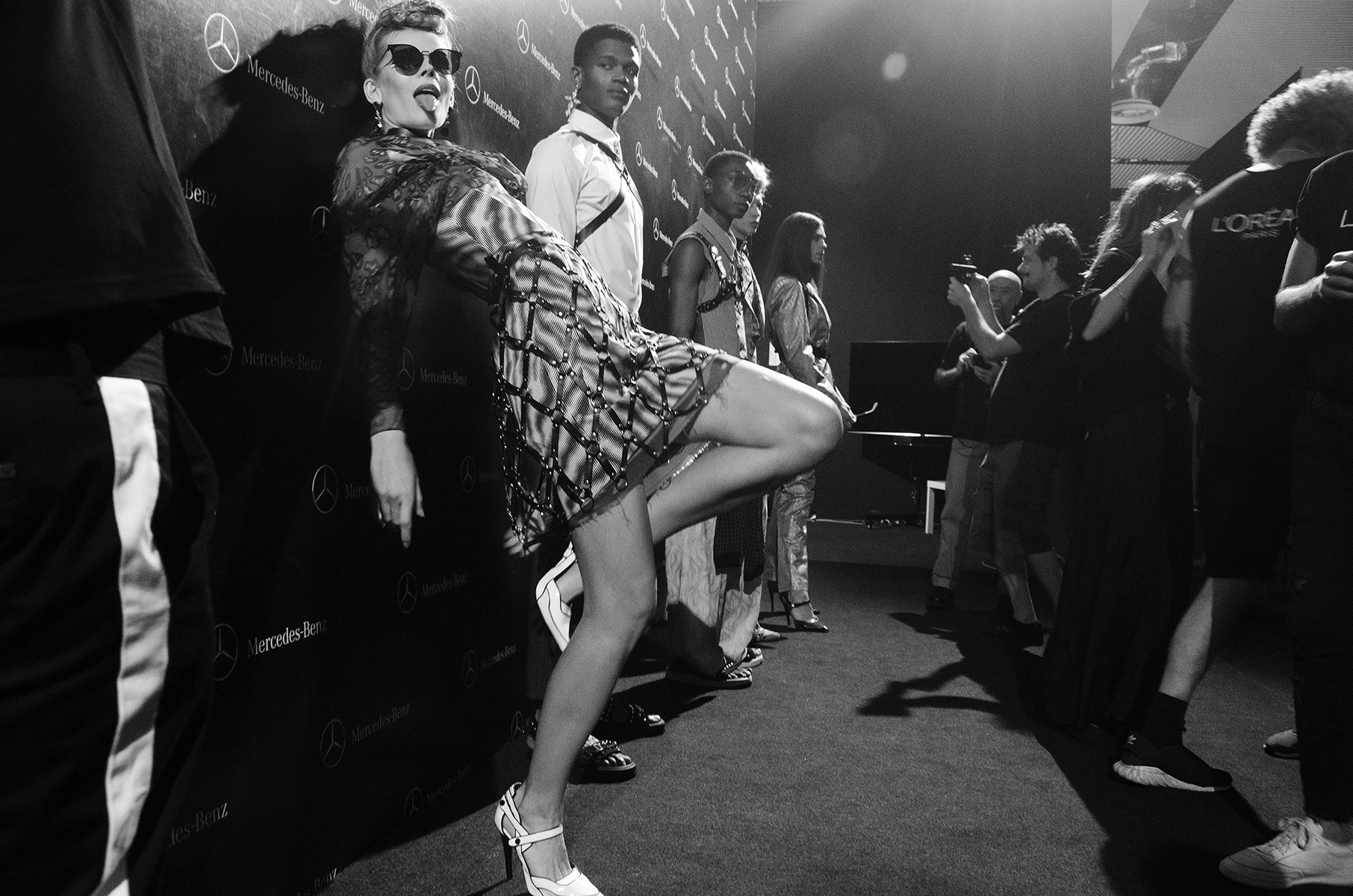 Momentos previos en el backstage del desfile 