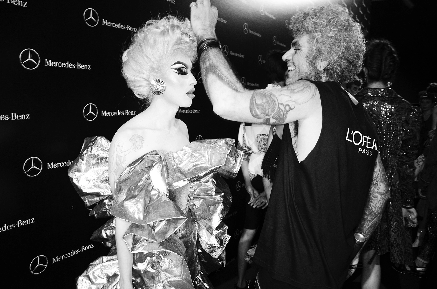 Momentos previos en el backstage del desfile 