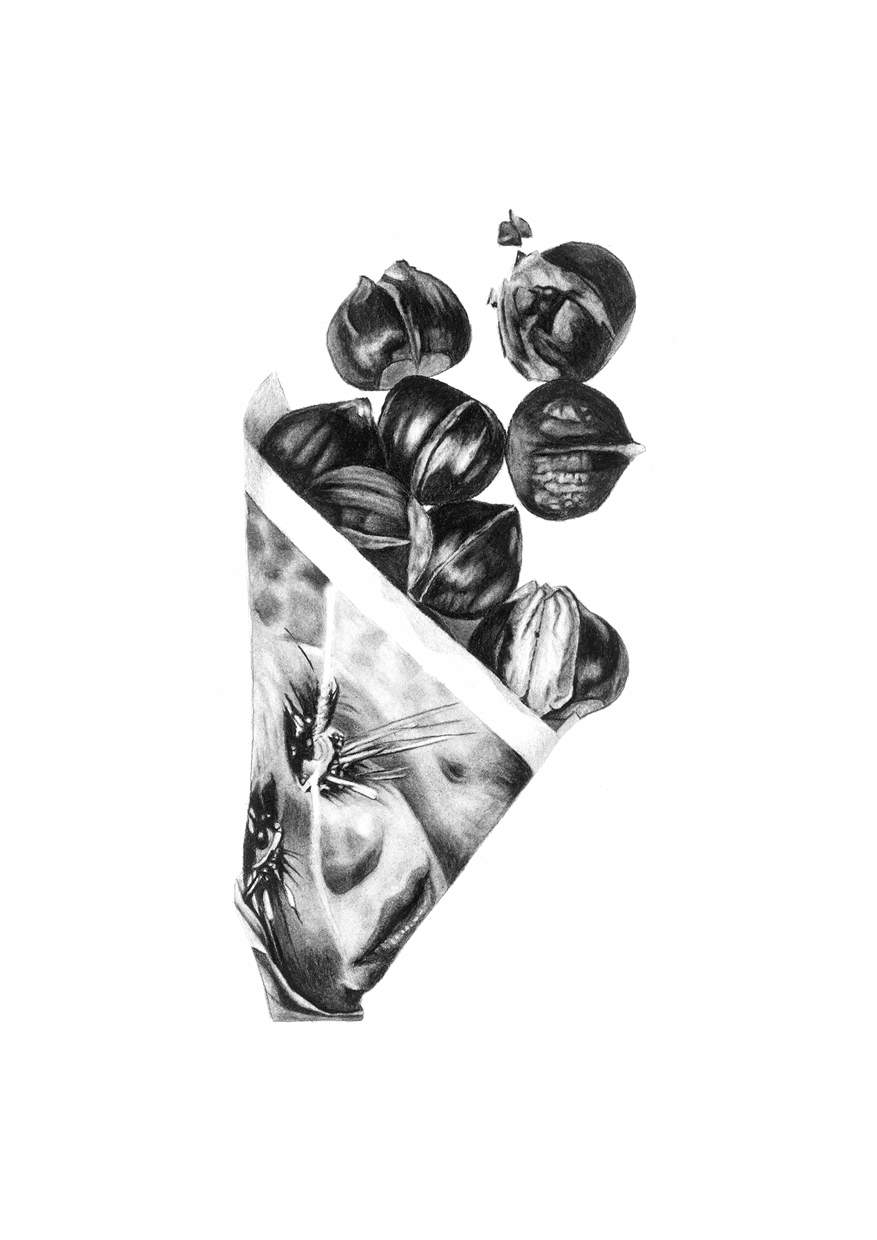 Ilustración a carboncillo creada por Ana Locking e inspirada en el relato 