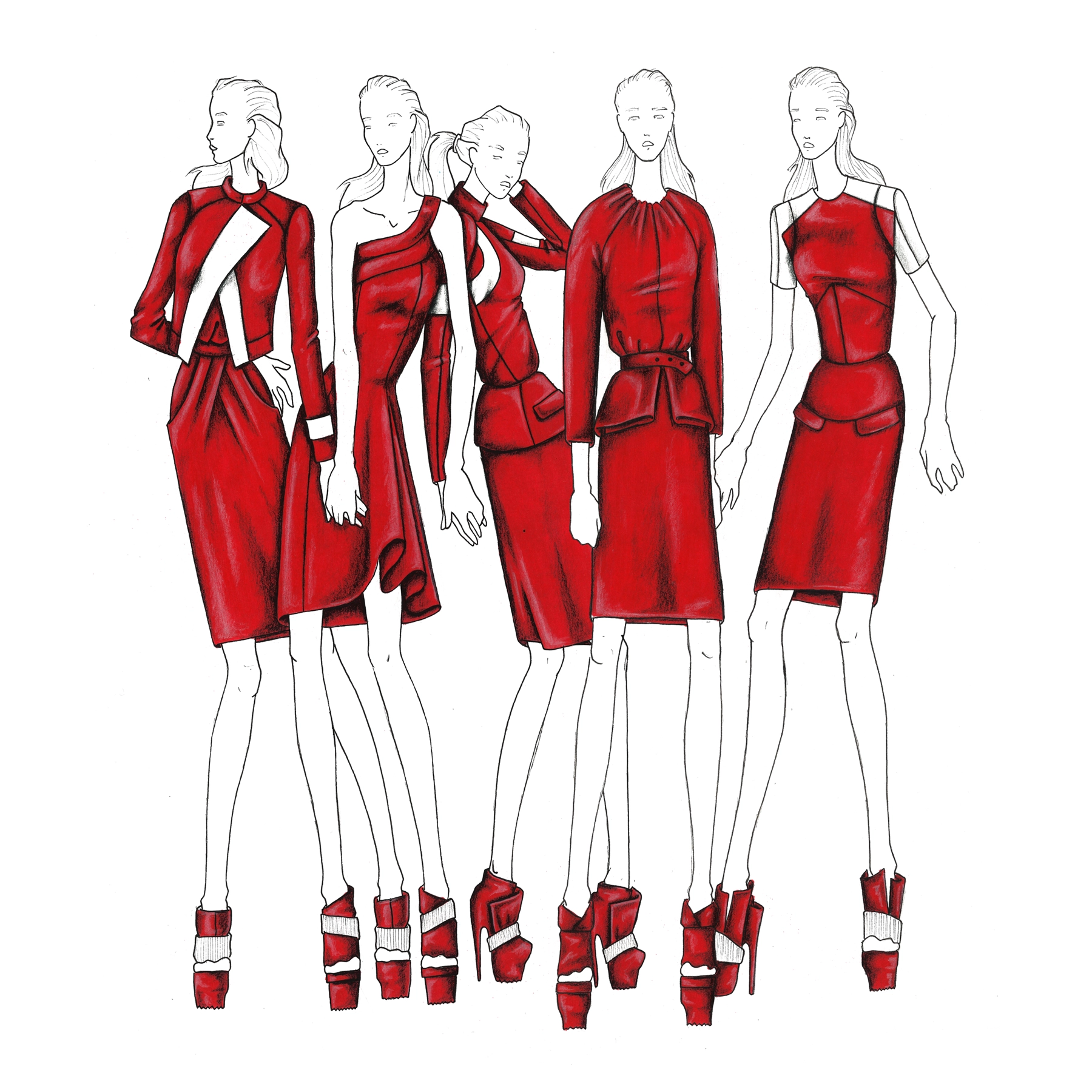 Bocetos de los uniformes de la formula 1 del Banco Santander creados por Ana Locking